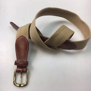 Brighton Women Belt 35806 Leather & Canvas Belt Brown Beige Size 34 USA